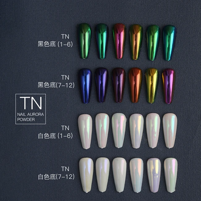 

Transparent Chameleon Magic Mirror Nail Powder Wholesale Aurora Nail Pigment, Multi color