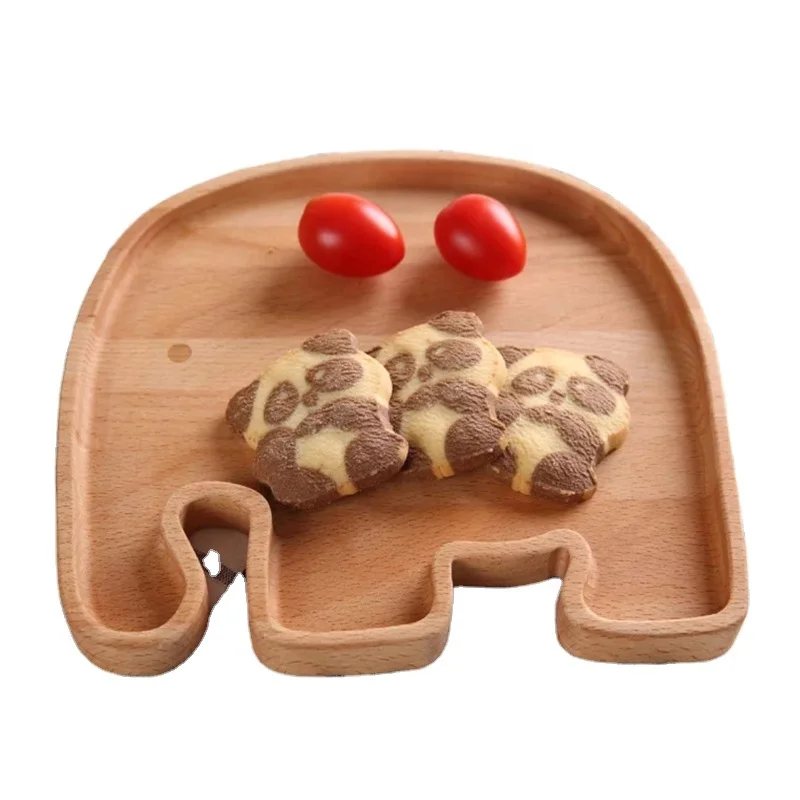 

Joyathome Beech Wood Children Tableware Plate Food Tray Healthy Bread Snack Plate Wooden Bowl Bread Snack Dish Birthday Gift, Wood color