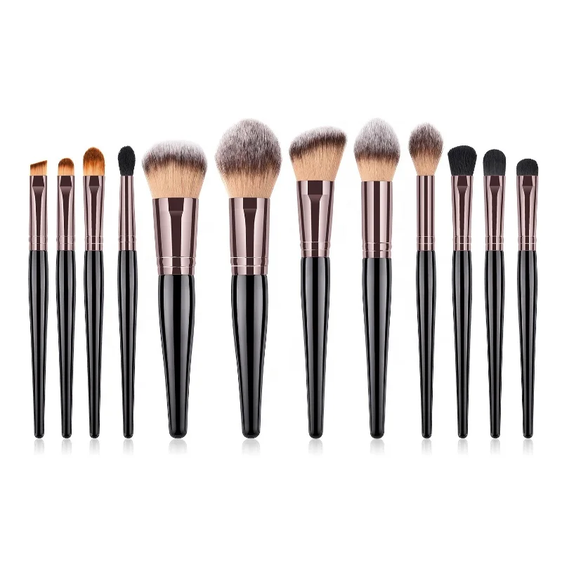 

12pcs makeup brushes powder paint eye shadow brush high-end wooden handle gourd shape makeup brush, Customized color accepted