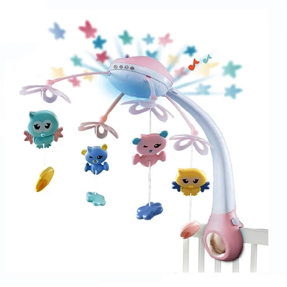 Nursery Decor Baby Crib Hanging Toy Remote Control Musical Mobile With