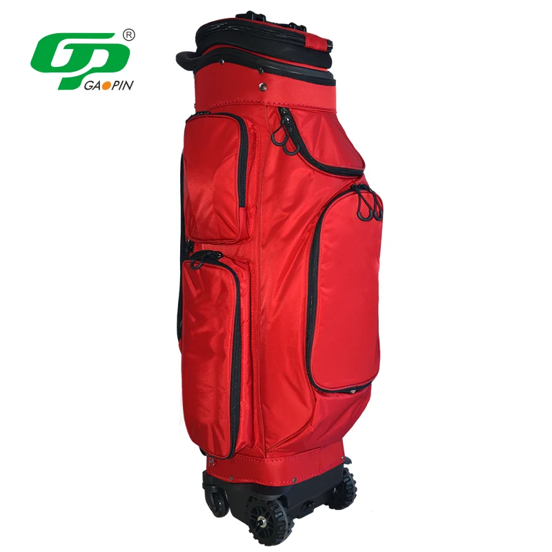 

Golf Sports Stand Bag High Quality Nylon Golf Club Bag With Wheels Waterproof Flexible Golf Cart Bag, Black/red