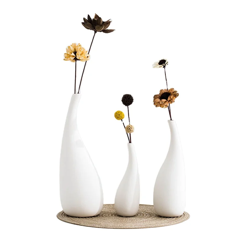 

Amazon Hot Sale Home Decor Modern White Ceramic Flower Vase Home Decor Accessories