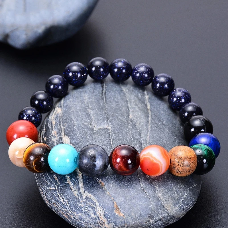 

Universe Yoga Chakra Galaxy Solar System Beads Bracelets Couples Eight Planets Natural Stone Bracelet, Picture shows