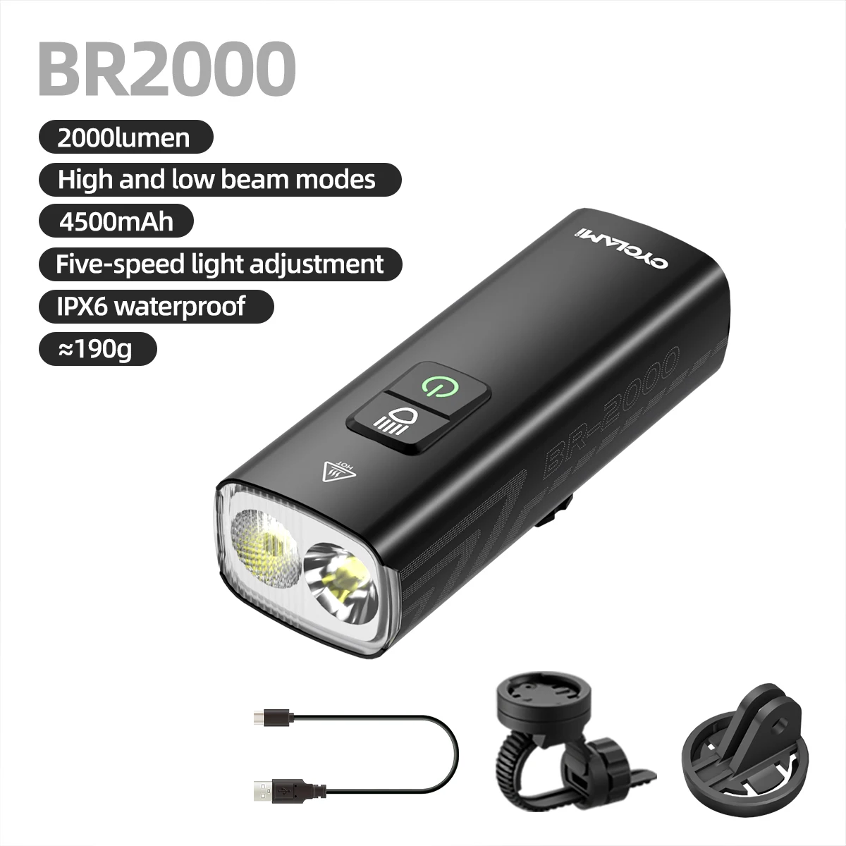 CYCLAMI 2000LM High Brightness Bicycle Light Multi-Function Cycling Front Light Road MTB Cycling Front Light Bike Accessories