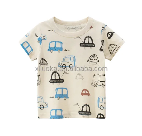 

High Quality Hot Sale Comfortable Boy's Clothes Car Print Boy Short Sleeve T-Shirt, Picture