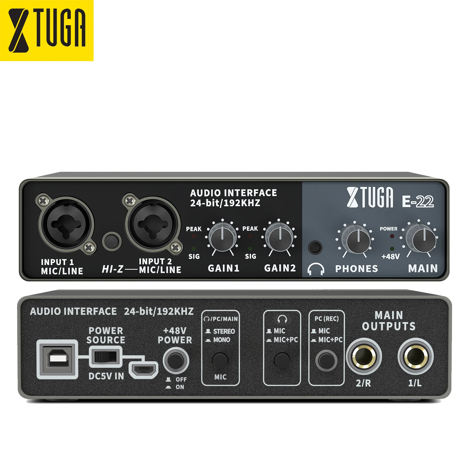 

Xtuga Hot Selling Worldwide E-22 PC Computer Sound Recording Studio Interface