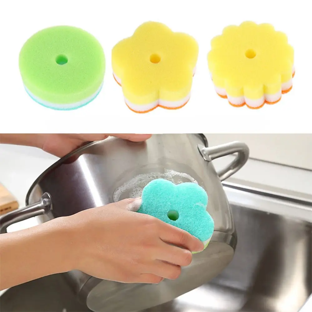 

5pcs Random Color Multifunction Sponge Brush Cleaner Dish Washing Kitchen Bathroom Cleaning Sponge