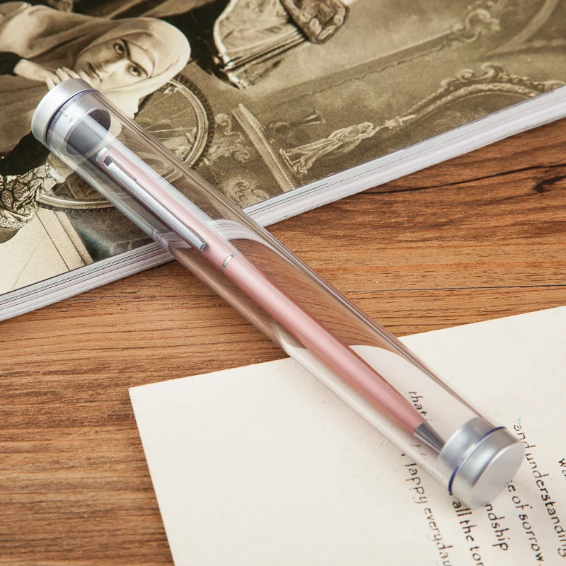 
Round Barrel Transparent Box Crystal Pen Pencil Case With Active Plugs 