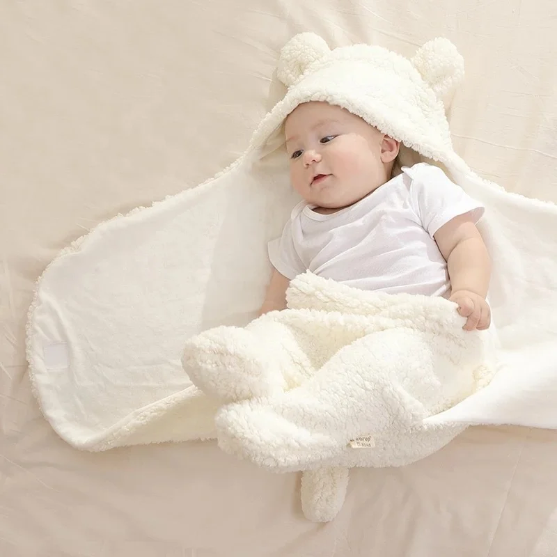 

Hot Plush Newborn Baby Boy Girl Cute Soft Cashmere Fabric Receiving Plush Sleeper Swaddle Bag Sack Baby Sleeping Bag Brown