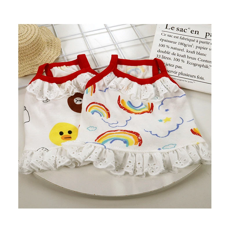 

Wholesale Korean style short cat clothes cotton cat and dog vest pet clothes dog dress