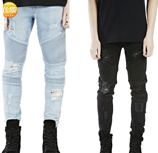 

Men's Street Ripped Three-dimensional Tailoring Slim Fit Stretchy Feet Biker Jeans Trend