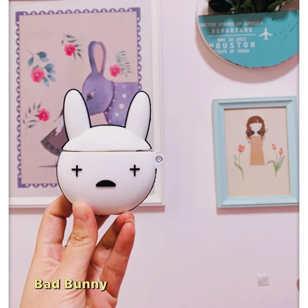 

Hot Earphone Case Cover Silicone Wireless Headset for Apple Airpods Bad Bunny Rabbit 3D Protective Headphone Housing, Multiple colors