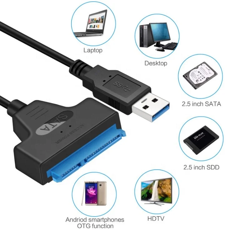 

High Speed USB 3.0 To SATA 3.0 III Hard Drive Adapter Converter Cable For 2.5Inch HDD/SSD Hard Drive Disk