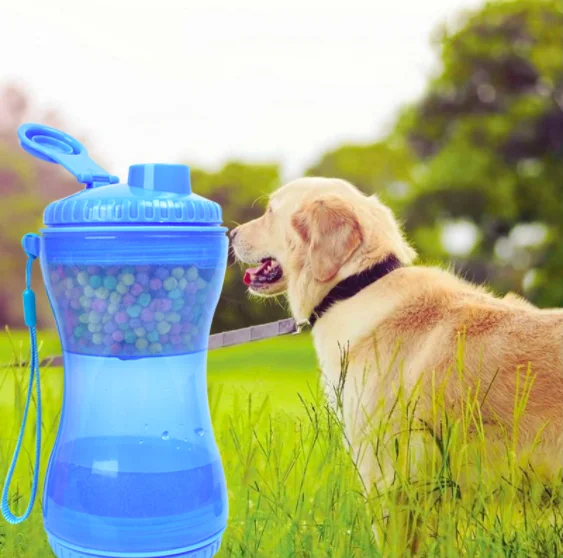 

dropshipping dog products 1pc dropship competitive price 2 In 1 Dogs Food dispenser Container Bowl portable pet dog water bottle, Mix