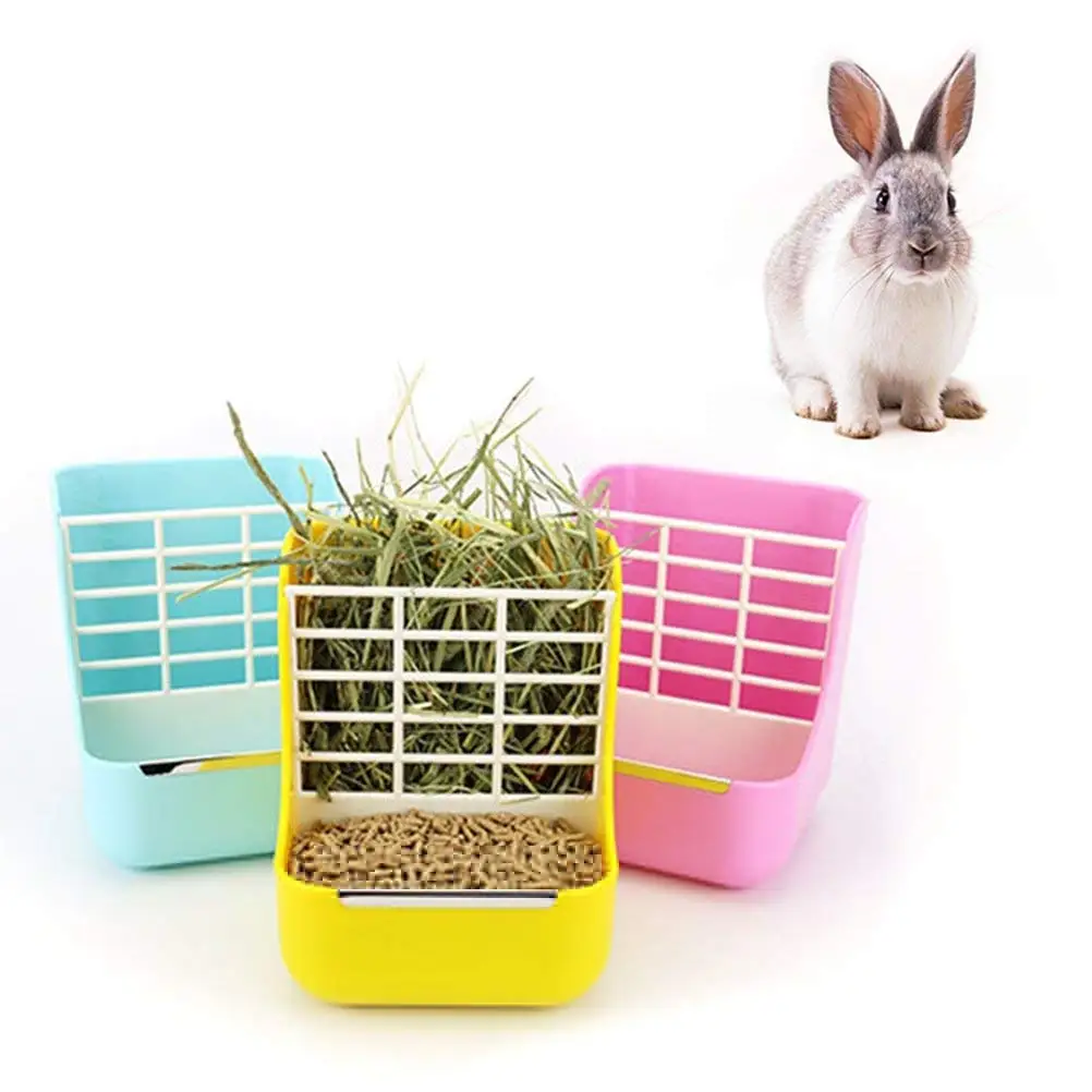 

Rabbit Hay Feeder Small Animal Supplies Rabbit Chinchillas Guinea Pig Feeding Bowls Double Use for Grass and Food Pet Supplies
