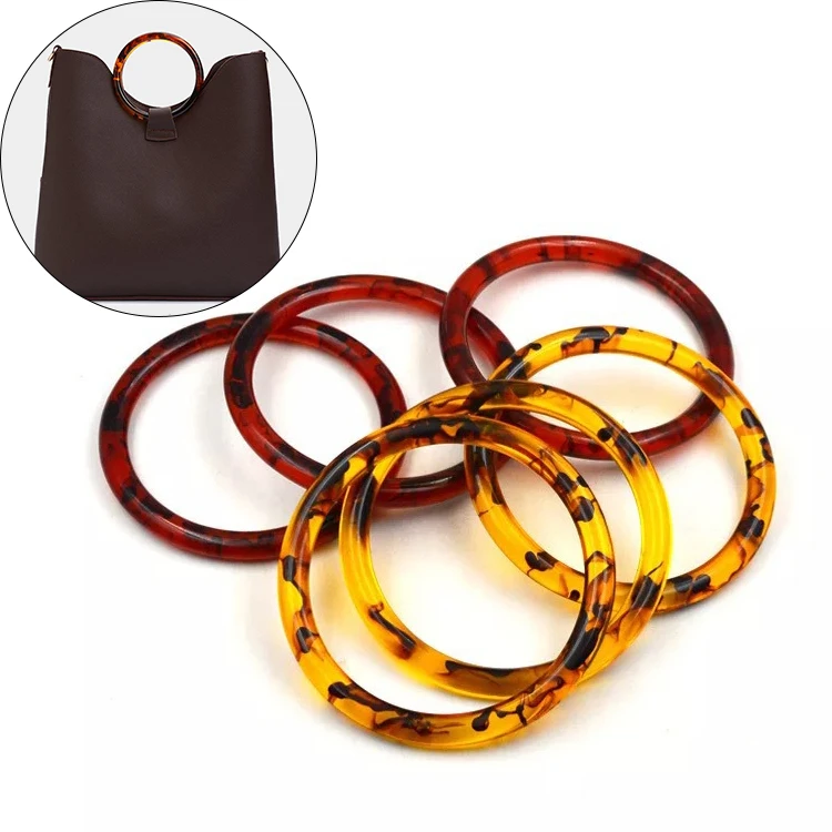 

High Quality 6 colors Factory Supply Customizable Accessories Resin Acrylic Bamboo Pairs O-ring Handle Buckle Suppliers For Bags