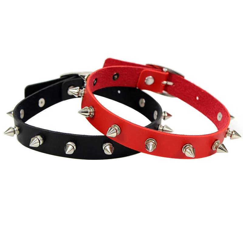

New Style Metal Spike Choker Gothic PU Leather Punk Choker Necklace For Women Collar Necklace Men Cosplay Jewelry, Picture