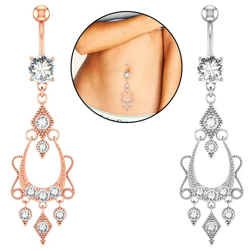

New combination belly button ring set zircon umbilical nail belly button piercing jewelry