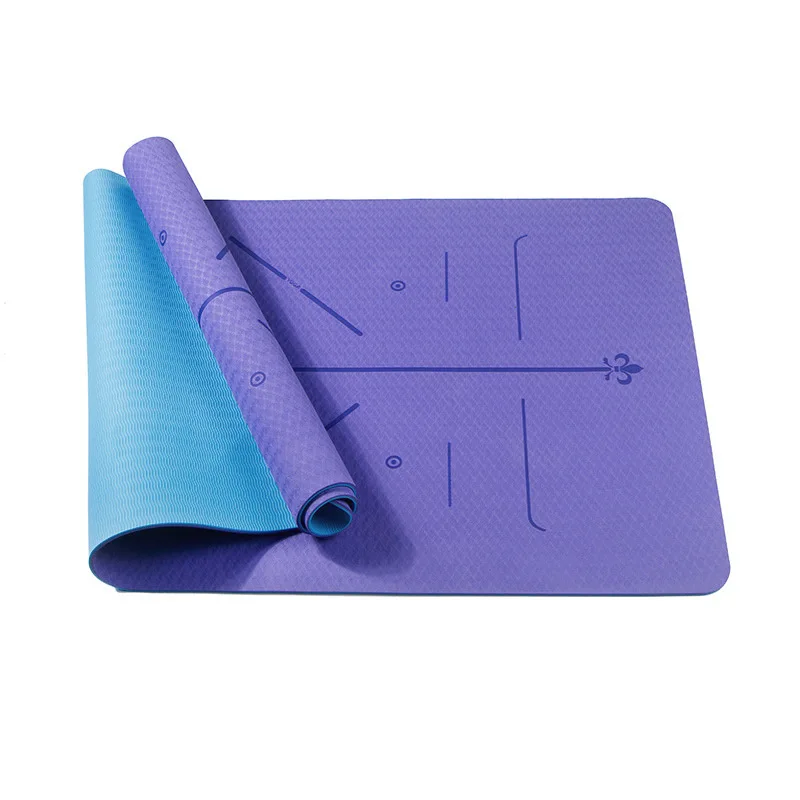 

Non slip High Density Bicolor body line Eco Friendly Exercise TPE Yoga Mat for home fitness, Purple/customized color