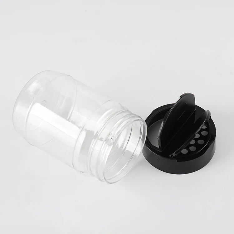 

8 oz 250ml Custom Plastic Spice Jars with Black Cap and Sifter Shaker