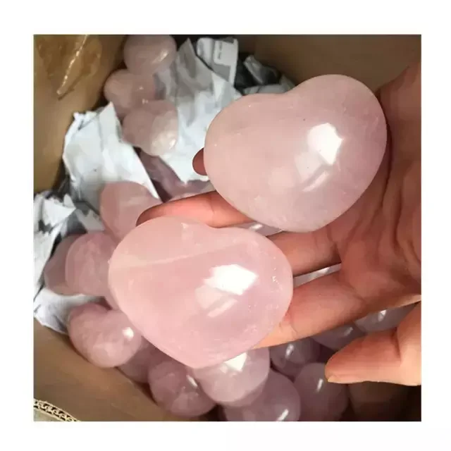 

Wholesale natural crystal products carving ball rose quartz heart shaped crystal stones for Home Decoration