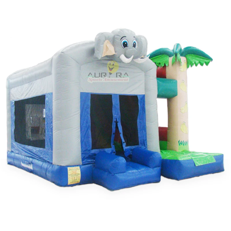 

wholesale inflatable elephant jumping castle slide Large inflatable combo castle inflatable jumper with slide, Customized