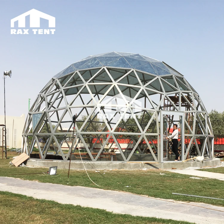 

Big Glass Dome Tent for Restaurant and Resort Geodesic Glass Dome House with Aluminum Frame in Cold North Europe and Hot Desert, Customized color