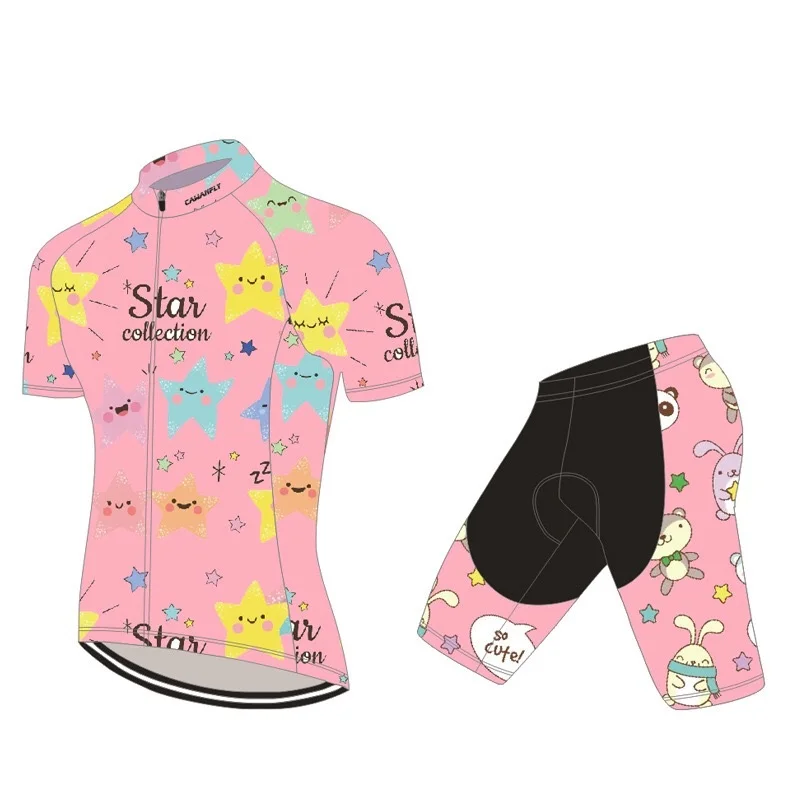 

Wholesale Customized short Sleeve Shorts Padded Bib Pants Children Bicycle clothes Roller Skating Jersey Kids Cycling Clothing, Customized color