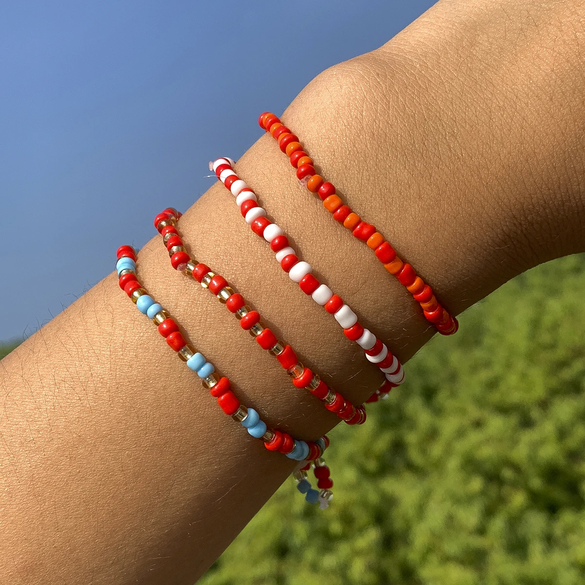 

SHIXIN Dainty Multi Color Bead Bracelet Set 2021 Fashion Boho Bracelets Factory Wholesale Designer Creative Bracelets for Women