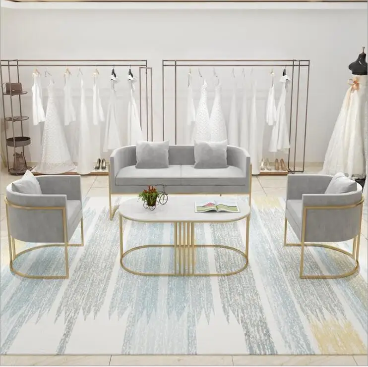 
Nordic living room fabric sofa fashion shop hospitality iron sofa, coffee shop casual sofa 
