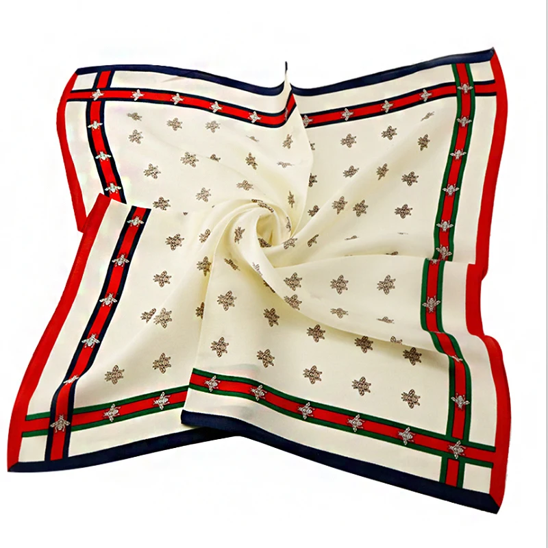 

2021 spring and summer silk gift scarf women's wave point silk scarf custom printed small square scarf