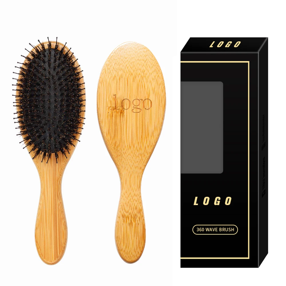 

Custom Logo Travel Anti Static Bamboo Mini Boar Bristle And Nylon for women Wig Wooden Hair Detangling Extension Brush