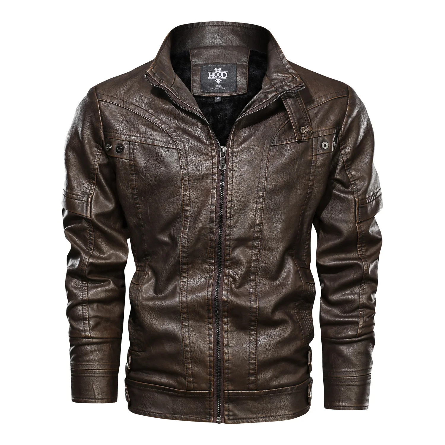 Dropshipping US Size 2XL Mens Stand Collar Zip UP Pu Faux Leather Motorcycle Jaket casaco de couro Riding Jackets for Mens Boys