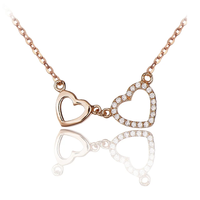 

18k Gold Plated Diamond 925 Silver Heart Shape Pendant Necklace For Women