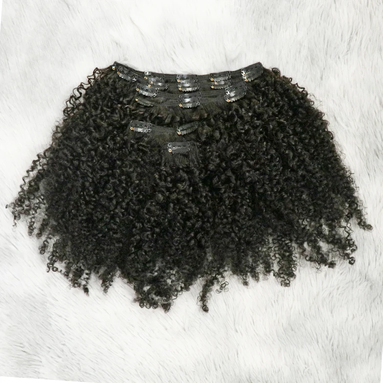 

Best Selling Real Human Hair Clip in Hair Extensions Curly Clips Ins Afro Kinky Curly INDIAN Hair Single/double Drawn 7pcs-10pcs