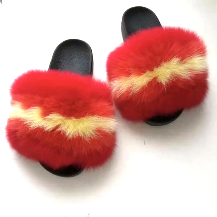 

Popular luxury real fur fuzzy slippers dropshiping offered, Customized color