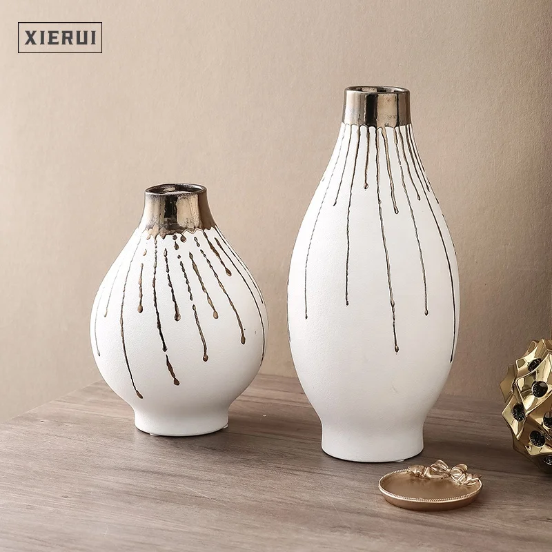 

Handmade luxury wedding flower vase for home hotel decor nordic modern vase set tall white decorative ceramic & porcelain vase, As shown