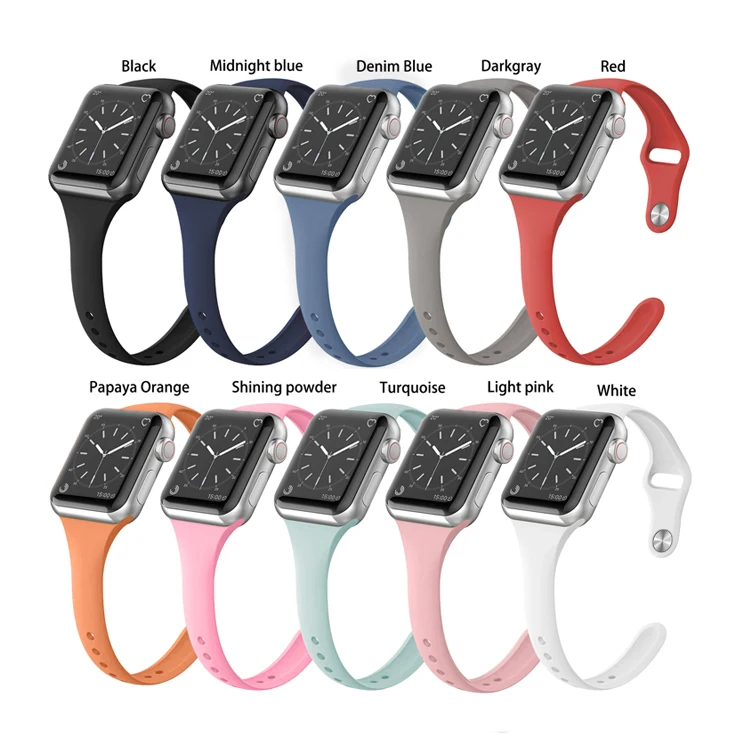 

IVANHOE Bands For Apple Watch 5 4 38/40mm 42/44mm, Slim Thin Narrow Replacement Silicone Strap Wristband for iWatch Series 3/4/5, Multi-color optional or customized