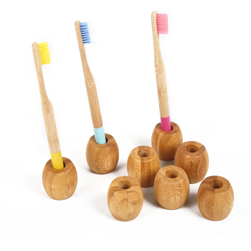 

Professional Custom Logo Natural Eco Friendly Bamboo Toothbrush Holder Stand