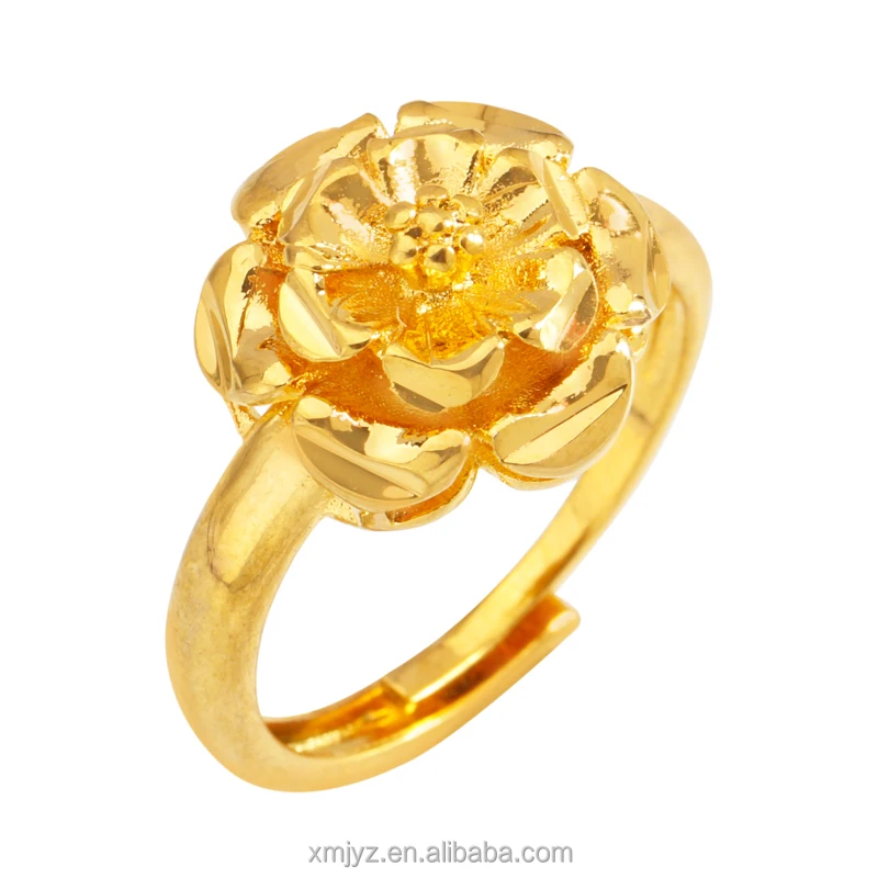 

Original Single Foreign Trade Classic Fashion Brass Gilded Large Flowers Simple Temperament All-Match Fashion Ring Female