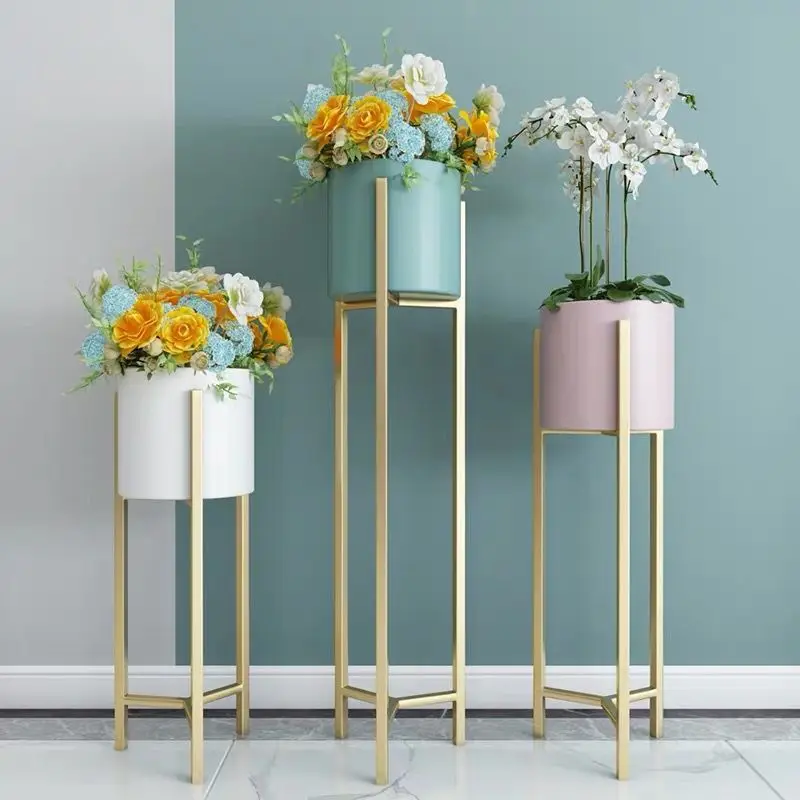 

Modern Nordic Light Luxury Metal Home Garden Decor Plant Flower Pot Stand, Black,gold,white,pink,blue,green