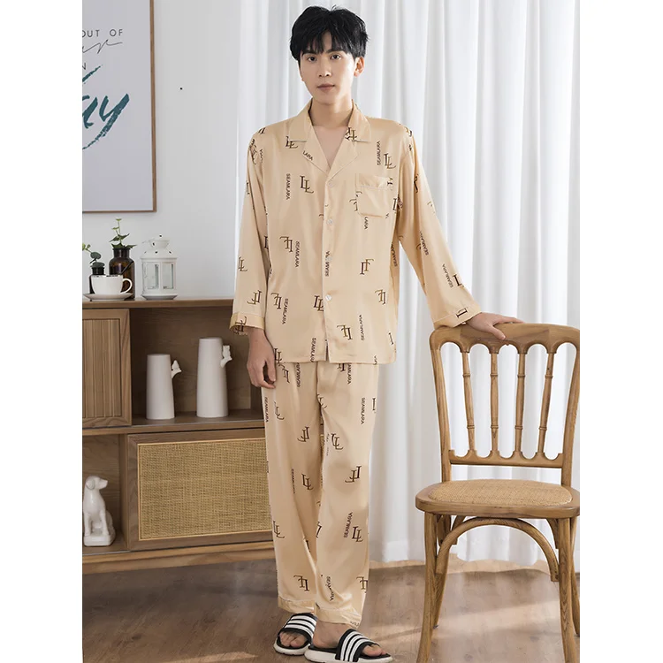 

Silk Satin Pajamas Mens Summer Pajama Sets Boys Pyjama Set