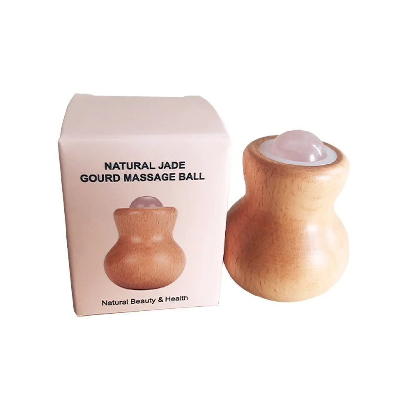 

Wooden gourd shape eyes massager beauty roller with box