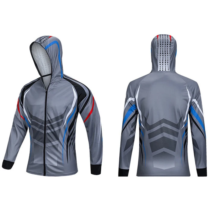 Wholesale 2020 New Design Sublimated Long Sleeve Fishing Wear Shirt With Hood Breathable Fishing Jersey