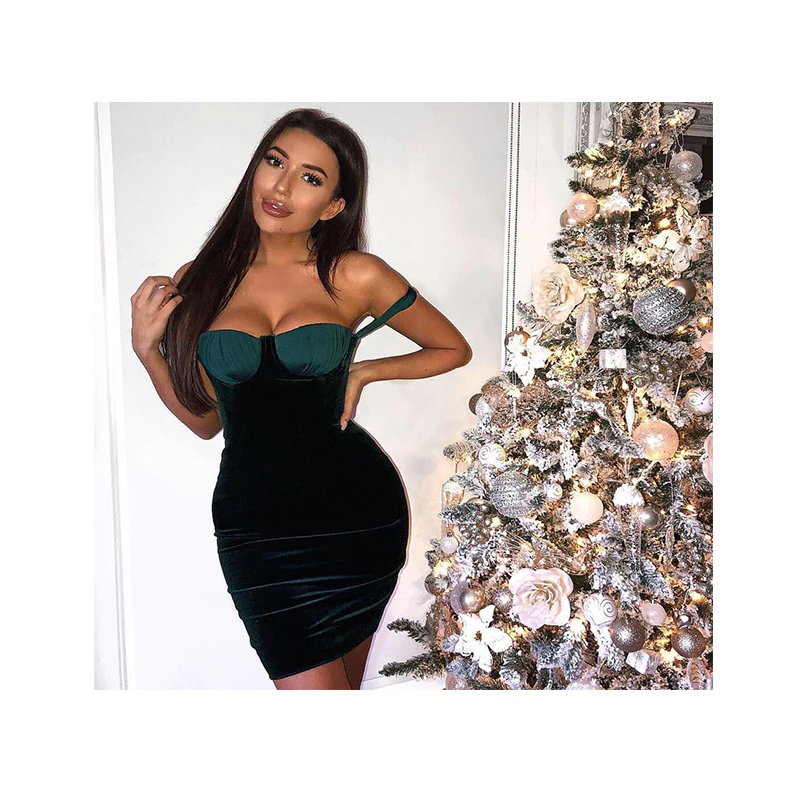 

Fashion Dresses Sexy Backless Sleeveless Dress Vintage Women Birthday Outfits Sling Strap Hanging Neck Prom Solid Velvet Dress, Green