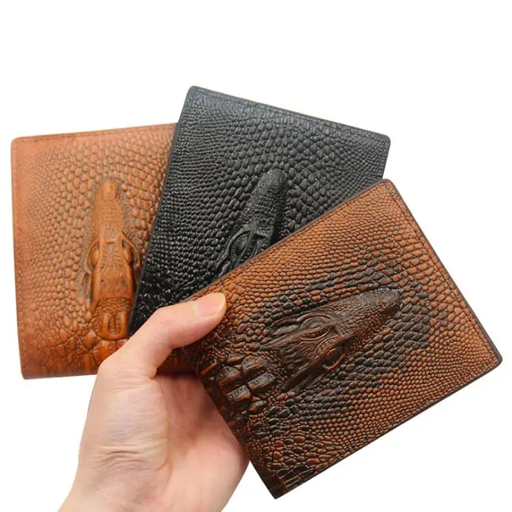 

Wholesale cheaper price alligator wallet men retro short wallet small travel purse money business card wallet for man, 3 colors
