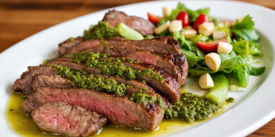 Finished Steak Chimichurri Salad Plated