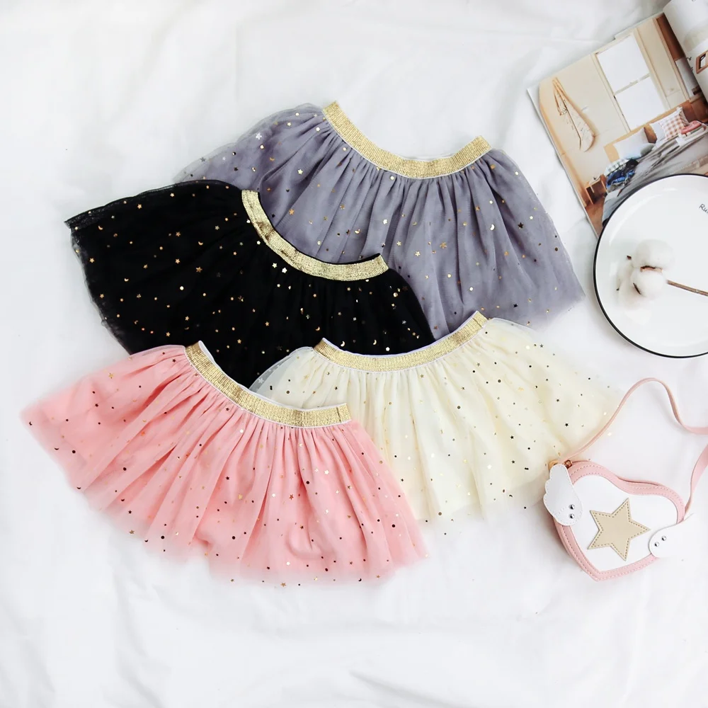 Wholesale High Quality Children Girls Tutu Dance Skirt Infant Baby Casual Dress For Girls Sequin Stars Kids Skirts