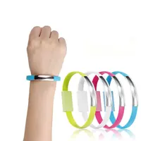 

2A Colorful Wristband Portable Bracelet USB Cable 22CM Flat Short TPE Charger Data Micro USB Cable For Android Phone