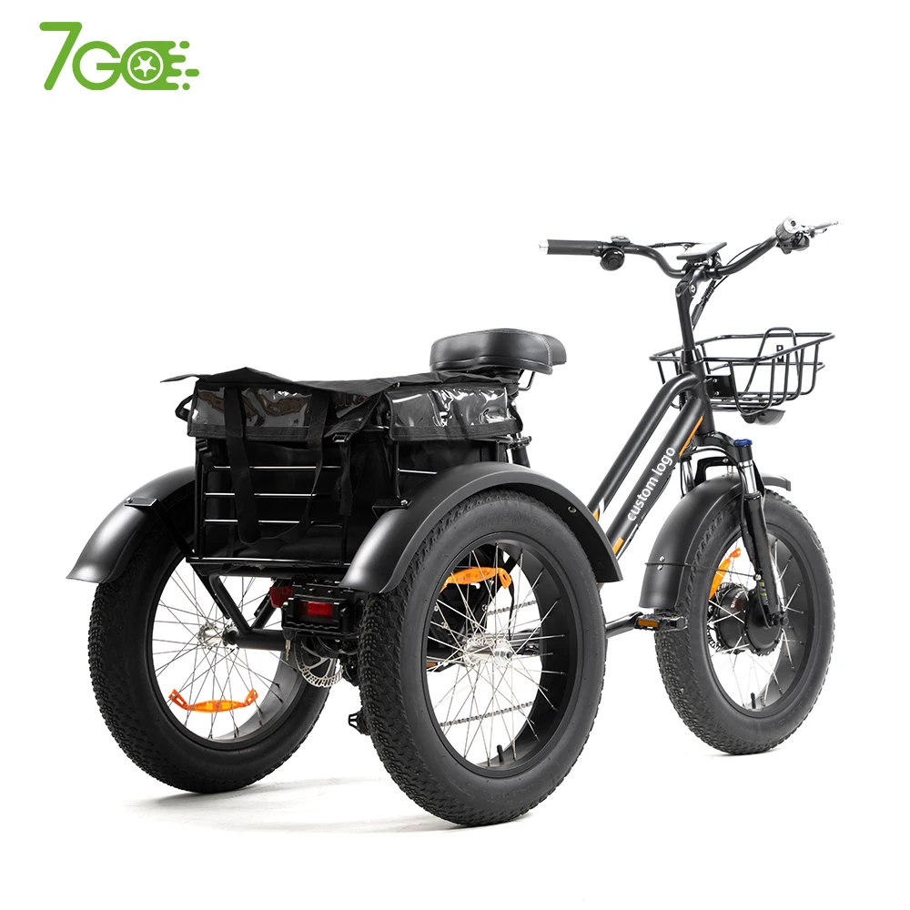 

750w powerful Bafang rear motor electric tricycle 3 wheels e trike cargo bike fat tire electric trike